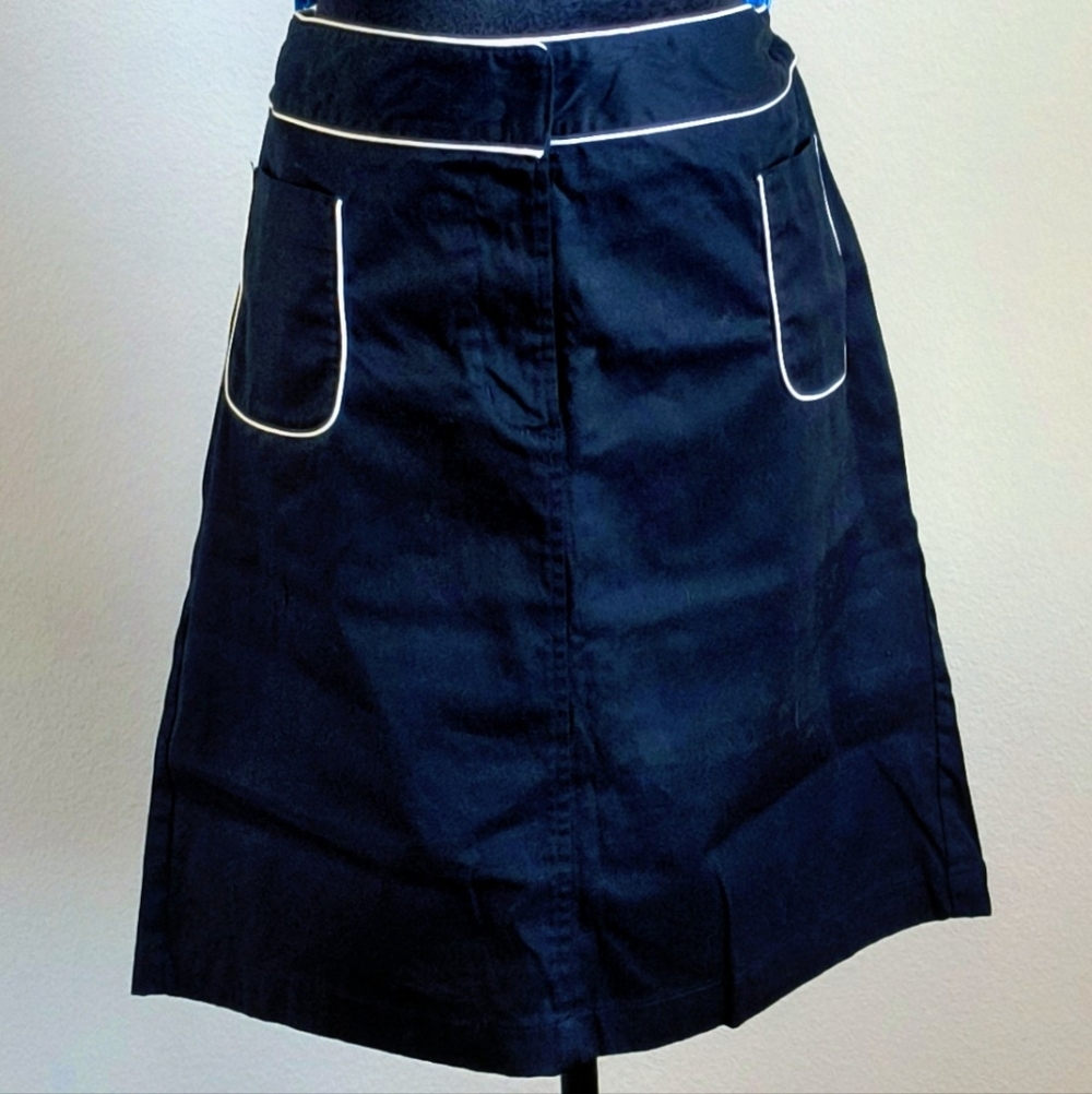 Women's Plus Size Venezia Black Skirt with White Piping